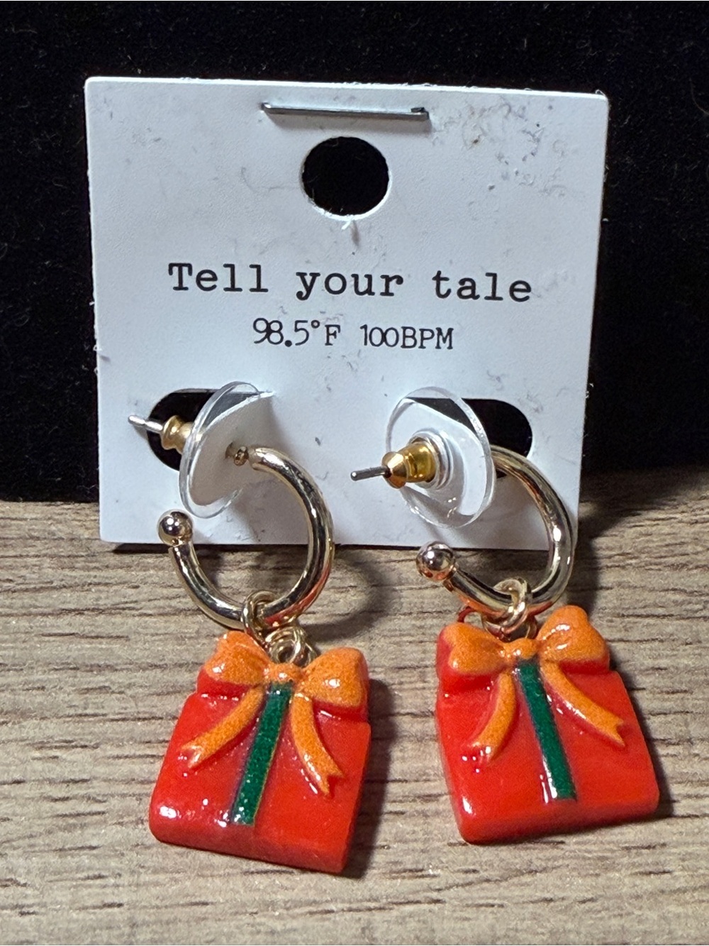 Tell Your Tale Red Gift Box Hoop Earrings
